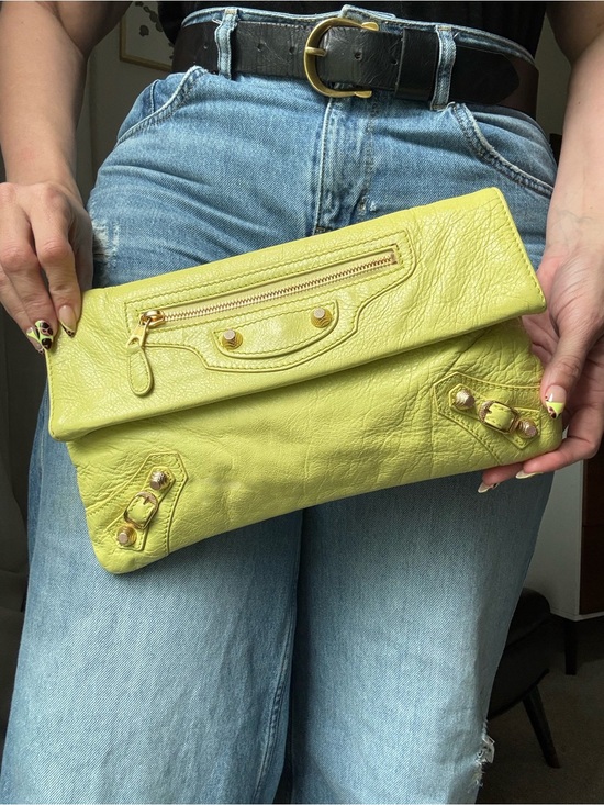 Balenciaga Handbags - Balenciaga Giant 12 Gold Envelope Clutch Jaune Citron Yellow Leather